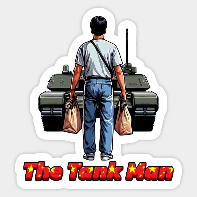 Tank Man Sticker by Rawlifegraphic